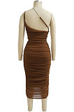 Spring Summer Condole Belt Pure Color Sleeveless Sexy Jumpsuit Ruffle Skirts Sets MY10053