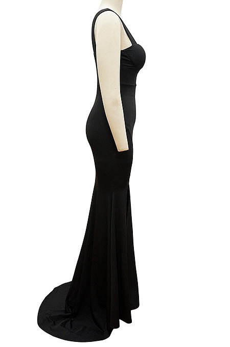 Spring Summer Women Strapless Condole Belt Pure Color Hip Split Long Dress MY10063