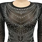 Euramerican Fashion Club Bling Bling Mesh Spaghetti Women Perspectivity Long Sleeve Split Long Dress XZ5595