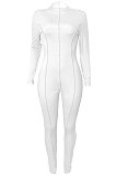 Euramerican Women High Waist Solid Color Casual Sports Jumpsuits Q997