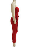 Spring Summer Women One Shoulder Solid Color High Waist Midi Dress MY10055