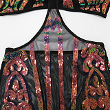 Fashion Sexy Condole Belt Strapless Hollow Out Perspectivity Dew Waist Mini Dress No Underwear CCY9591