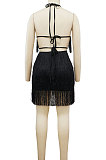 Women Club Bandage Tassel Hip Strapless Backless Mini Dress MY10059