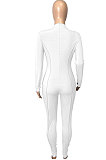 Euramerican Women High Waist Solid Color Casual Sports Jumpsuits Q997