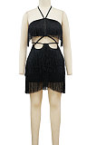 Women Club Bandage Tassel Hip Strapless Backless Mini Dress MY10059