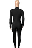 Euramerican Women High Waist Solid Color Casual Sports Jumpsuits Q997