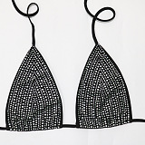 Euramerican Trendy Sexy Women Perspectivity Hollow Out Strapless Hot Drilling Mesh Spaghetti Mini Dress CCY9624