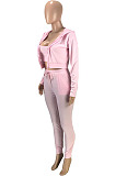 Women Fashion Pure Color Hoodie Coat +Tank Strapless Jogger Pants Casual Three Piece Sets SM9228