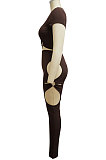 Euramerican Women Solid Color Short Sleeve V Collar Hollow Out Irregular Pants Sets MY10064