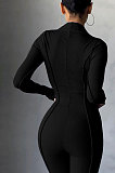 Euramerican Women High Waist Solid Color Casual Sports Jumpsuits Q997