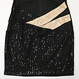 Fashion Sexy Condole Belt Strapless Color Matching Hollow Out Hip Sequins Mini Dress CCY9642
