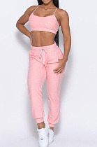 Women Fashion Pure Color Hoodie Coat +Tank Strapless Jogger Pants Casual Three Piece Sets SM9228