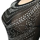 Euramerican Fashion Club Bling Bling Mesh Spaghetti Women Perspectivity Long Sleeve Split Long Dress XZ5595