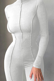 Euramerican Women High Waist Solid Color Casual Sports Jumpsuits Q997