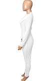 Euramerican Women High Waist Solid Color Casual Sports Jumpsuits Q997