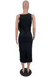 Sexy Elegant Women Pure Color V Neck Flounced Irregular Back Slit Slip Dress For Party ZNN9128