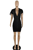 New Summer Women's Bandage Fron Zipper Bodycon Solid Color Casual Hooded Dress E8660