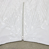 Trendy Sexy Strapless A Word Shoulder Sequins Decorative Pattern Back Split Skirts Sets CCY9573