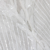 Trendy Sexy Strapless A Word Shoulder Sequins Decorative Pattern Back Split Skirts Sets CCY9573
