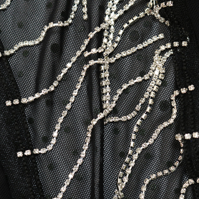 Euramerican Perspectivity V Collar Bling Bling Tassel Split Long Dress CCY9582