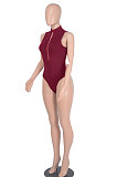 Spring Summer Bling Bling Tassel Pure Color Sleeveless Bodysuit WMZ0188