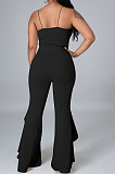 Fashion Wholesale Women Condole Belt Tank High Waist Flouned Flare Pants Plain Party Sets E8662