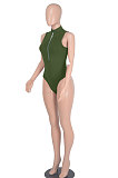 Spring Summer Bling Bling Tassel Pure Color Sleeveless Bodysuit WMZ0188