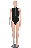 Spring Summer Bling Bling Tassel Pure Color Sleeveless Bodysuit WMZ0188