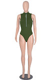 Spring Summer Bling Bling Tassel Pure Color Sleeveless Bodysuit WMZ0188