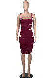 Euramerican Women Silver Condole Belt Sexy High Elastic Bodycon Hollow Out Backless Mini Dress WMZ2704