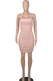 Women Fashion Halter Neck Sexy Bling Bling Bodycon Hip Backless Mini Dress WMZ2702