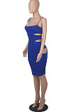 Euramerican Women Silver Condole Belt Sexy High Elastic Bodycon Hollow Out Backless Mini Dress WMZ2704