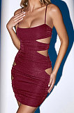 Euramerican Women Silver Condole Belt Sexy High Elastic Bodycon Hollow Out Backless Mini Dress WMZ2704