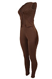 Euramerican Autumn Winter Sleeveless Bandage Top Bodycon Long Pants Sets AGY68504 