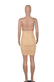 Euramerican Women Fashion Sexy Halter Neck Hollow Out Solid Color Backless Bandage Mini Dress WMZ2705