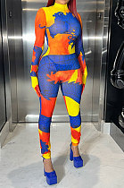 Euramerican Trendy Women Long Sleeve Sexy Skinny Perspectivity Bodycon Jumpsuits With Glove CCY9633