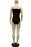 Fashion Sexy Perspectivity Velvet Low Waist Bodycon Jumpsuits CCY9636