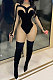 Fashion Sexy Perspectivity Velvet Low Waist Bodycon Jumpsuits CCY9636
