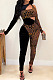 Nigh Club Women New Leopard Print Patchwork Long Sleeve Hollow Out Bodycon Jumpsuits QZ3333