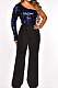 Fashion New Women Sequins Patchwork One Shoulder Long Sleeve Collect Waist Wide Leg Jumpsuits Party QZ3331