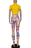 Women V Collar T Shirt Top Printing Lpng Pants Sets AGY68548