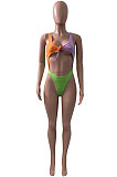 Euramerican Women Multi Spliced Jumpsuits Swimwear Beach Skirts Sets NK274