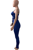 Euramerican Women Solid Color Sleeveless Bandage Tight Sport Pants Sets NK275