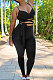 Euramerican Women Solid Color Sleeveless Bandage Tight Sport Pants Sets NK275
