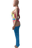 Euramerican Women Multi Spliced Jumpsuits Swimwear Beach Skirts Sets NK274