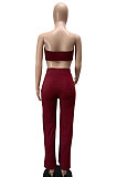 Women Solid Color Bandage Strapless Sexy Pants Sets WMZ2709