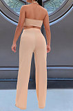 Women Solid Color Bandage Strapless Sexy Pants Sets WMZ2709