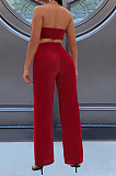 Women Solid Color Bandage Strapless Sexy Pants Sets WMZ2709