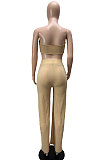Women Solid Color Bandage Strapless Sexy Pants Sets WMZ2709