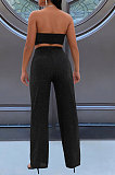 Women Solid Color Bandage Strapless Sexy Pants Sets WMZ2709